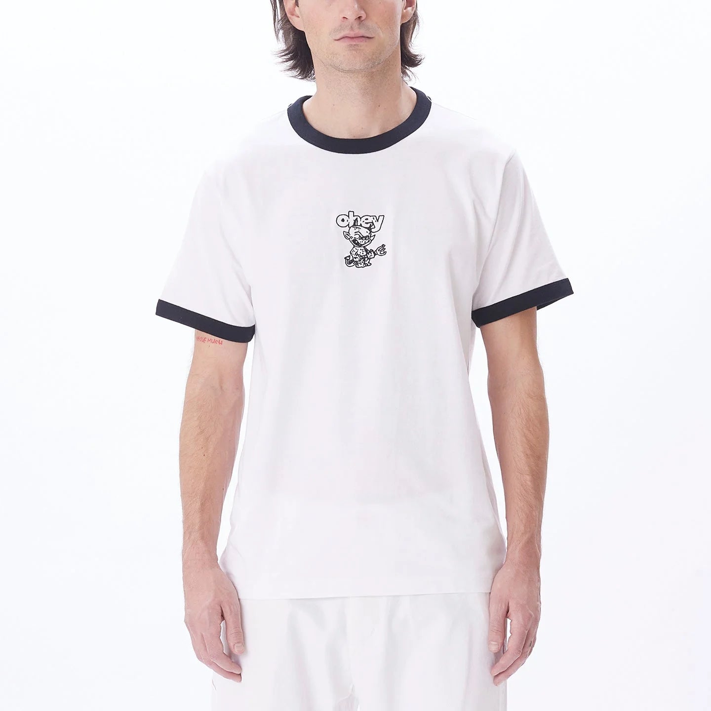 Obey Devil Ringer Tee (White-Multi)