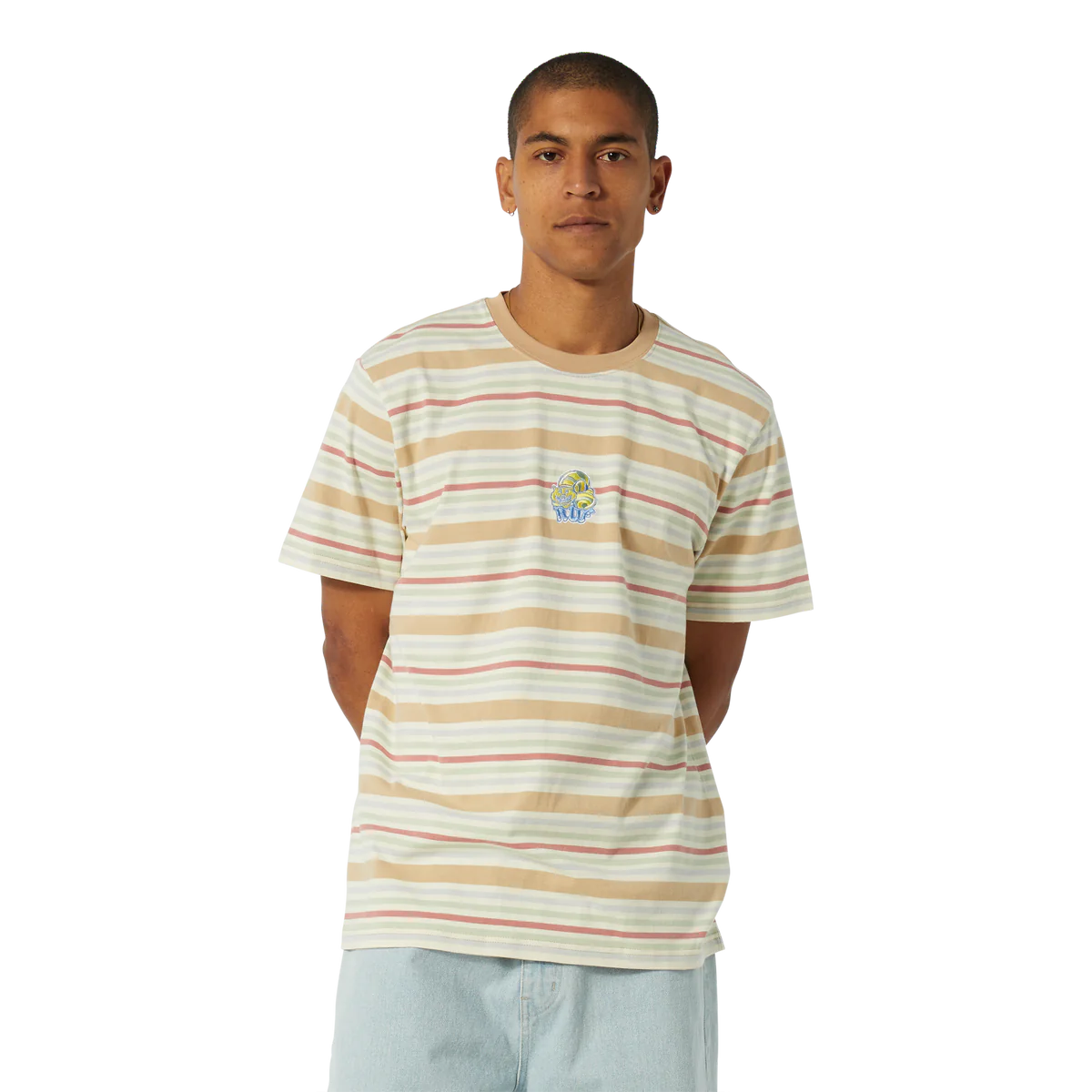 Cheshire S/s Stripe Knit Top (Cream)