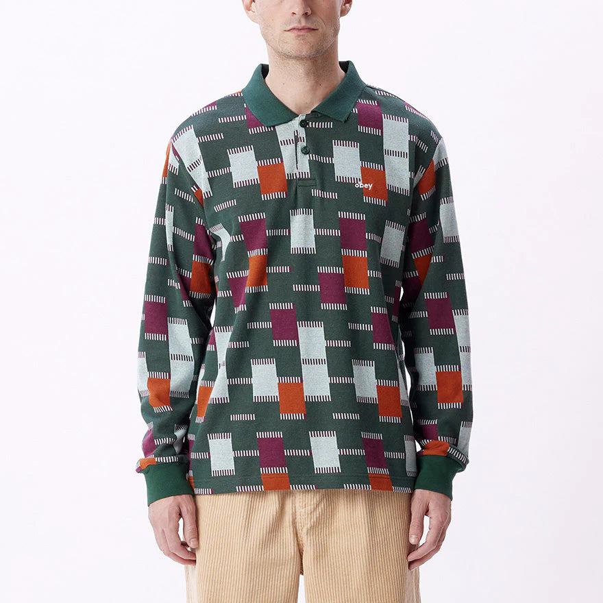 Craft Jacquard Polo Ls (Dark Cedar Multi)